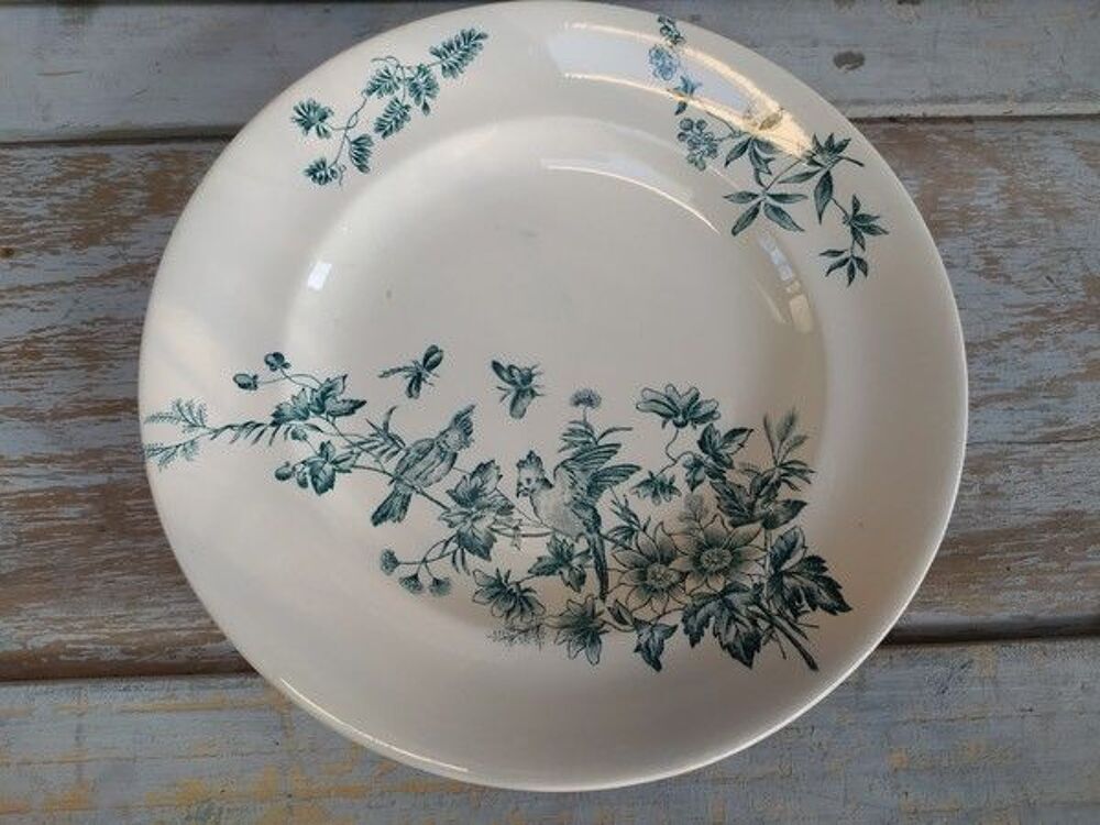 Assiette Terre de Fer Fa&iuml;ence de Longwy Mignon Oiseaux Décoration