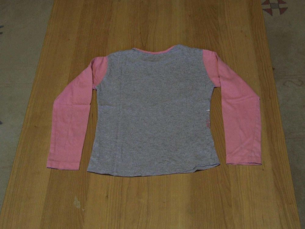 Tee-shirt manches longues GIRLIE Gris manches rose 8&nbsp;ans Vêtements enfants
