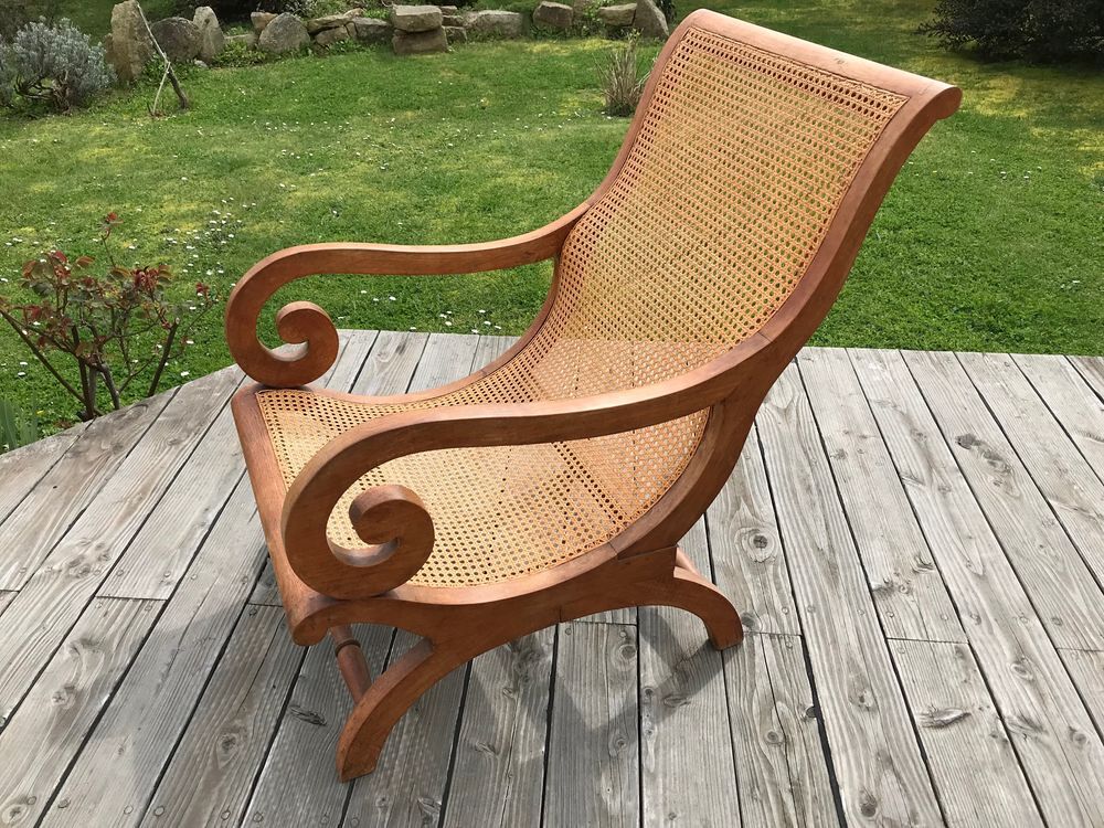 Tr&egrave;s beau fauteuil teck et cannage style tropical Meubles