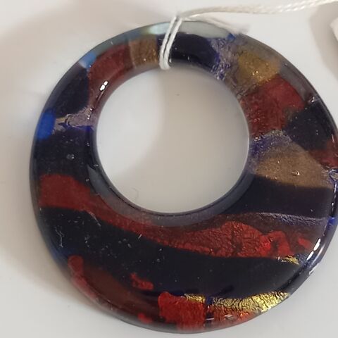 Jolie perle en verre de Venise  avec effets dors rouge et o 10 Saumur (49)