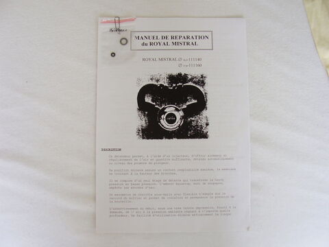 Manuel R�paration D�tendeur de Plong�e ROYAL MISTRAL 7 Le Perreux-sur-Marne (94)