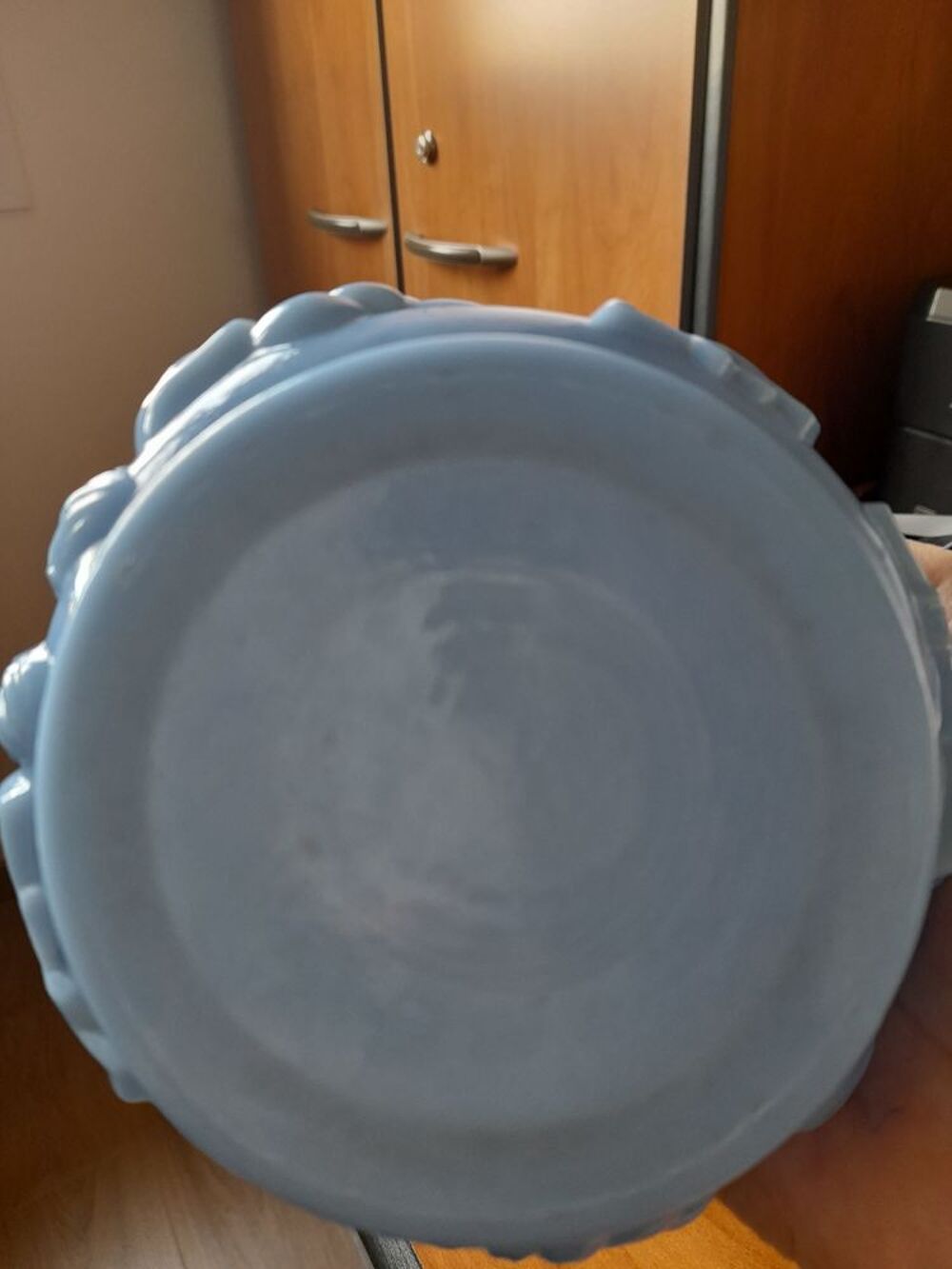 VASE en opaline bleu incrust&eacute; Vintage Décoration