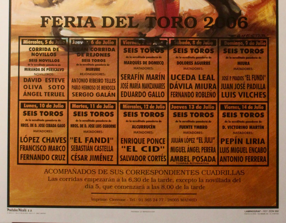 AFFICHE " FERIA DE PAMPLONA 2006 " Décoration