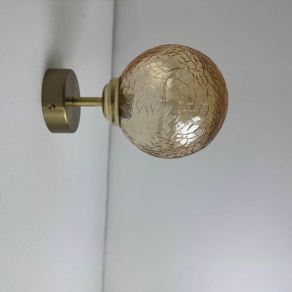 PAIRE D'ANCIENNES APPLIQUES EN VERRE AMBR&Eacute; VINTAGE Décoration
