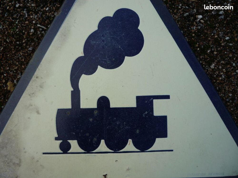 Panneau &eacute;maill&eacute; signalisation train 1949 / petit train Tarn 