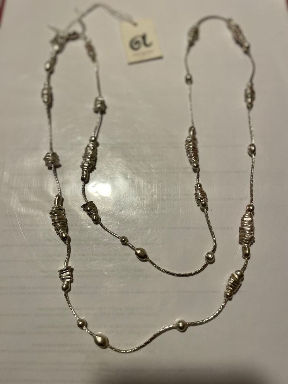 Collier argent&eacute; petits cailloux incrust&eacute;s sur chaineANTIGONA Bijoux et montres