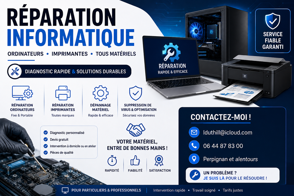   ? Dépannage informatique à domicile : PC, imprimante, Wi-Fi 