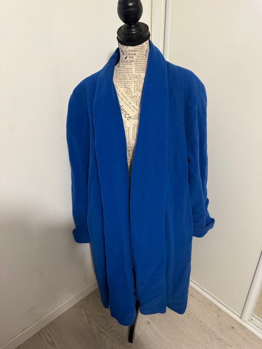 ? Manteau Vintage Bleu Roi ? Col Ch&acirc;le ? Lainage Epais Vêtements