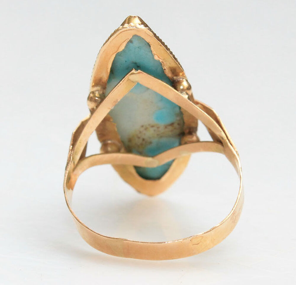 BAGUE MARQUISE ET TURQUOISE EN OR 18 K cts 750 BIJOU vintage Bijoux et montres