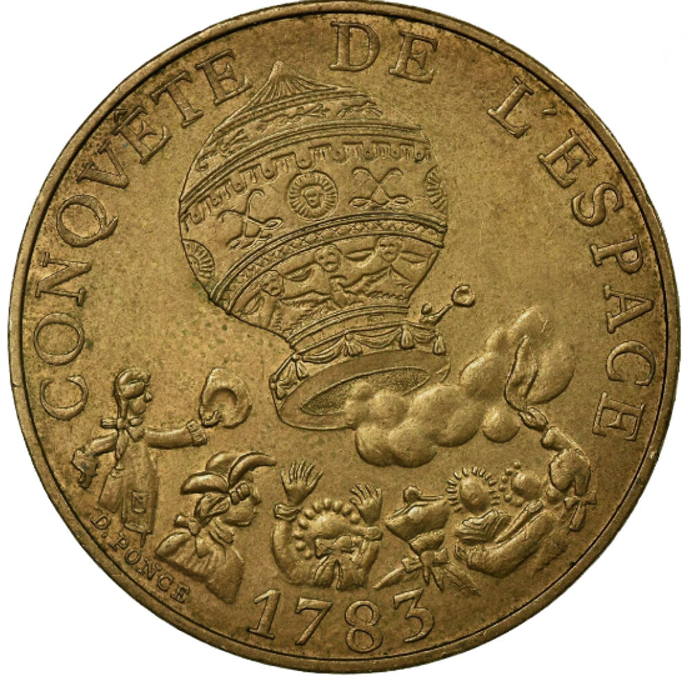 M&eacute;daille ancienne conqu&ecirc;te de l'espace 1783 