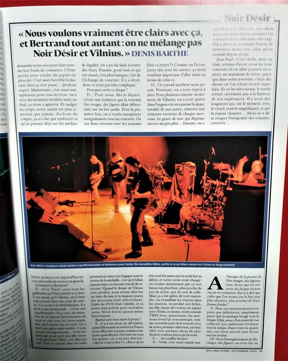 Revue ROLLING STONE N&deg; 32 de septembre 2005 NOIR DESIR / LOUISE ATTAQUE - CALOGERO / Serge GAINSBOURG Livres et BD