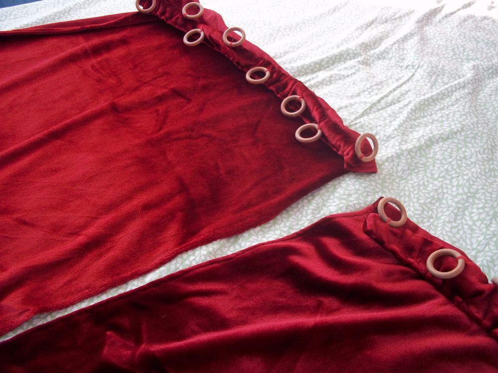 2 RIDEAUX VELOURS ROUGE Décoration