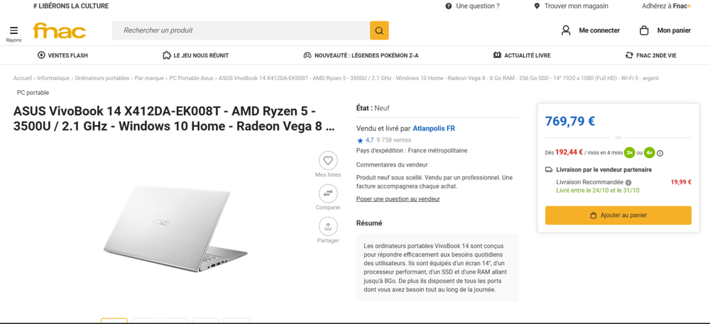 Ordinateur asus vivobook windows 11 ryzen 5 14 pouces de 202 Matériel informatique