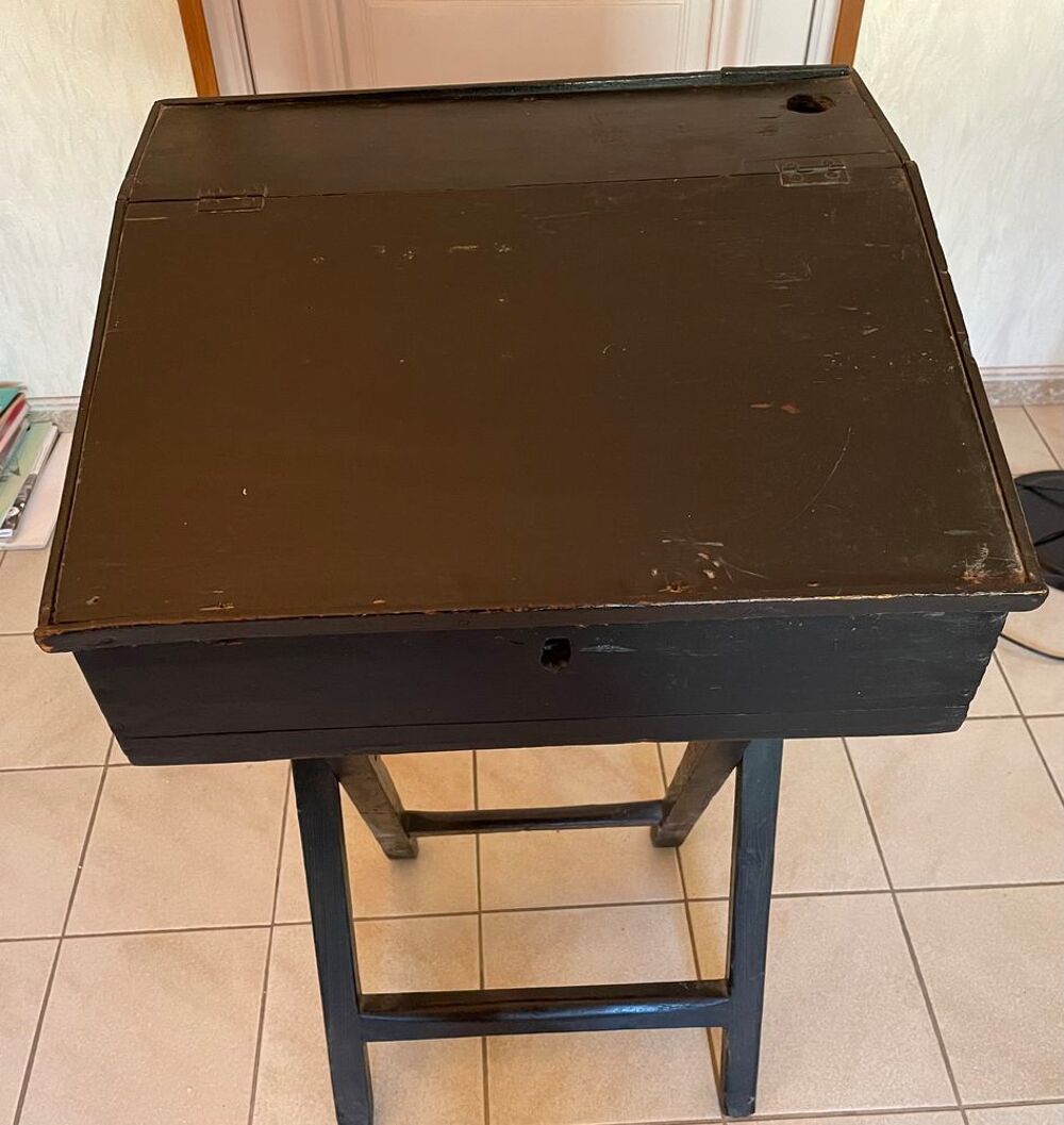 &agrave;‰critoire /bureau haut &eacute;colier en bois noirci - vintage Meubles