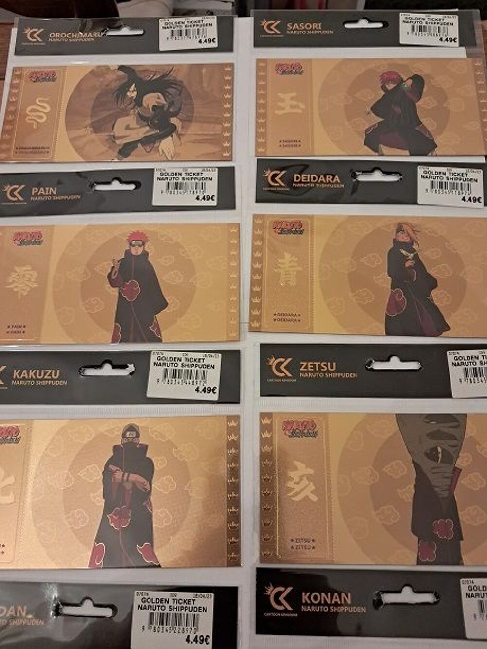 Gold ticket NARUTO billet or manga anime n&deg;2 japon ninja goo 
