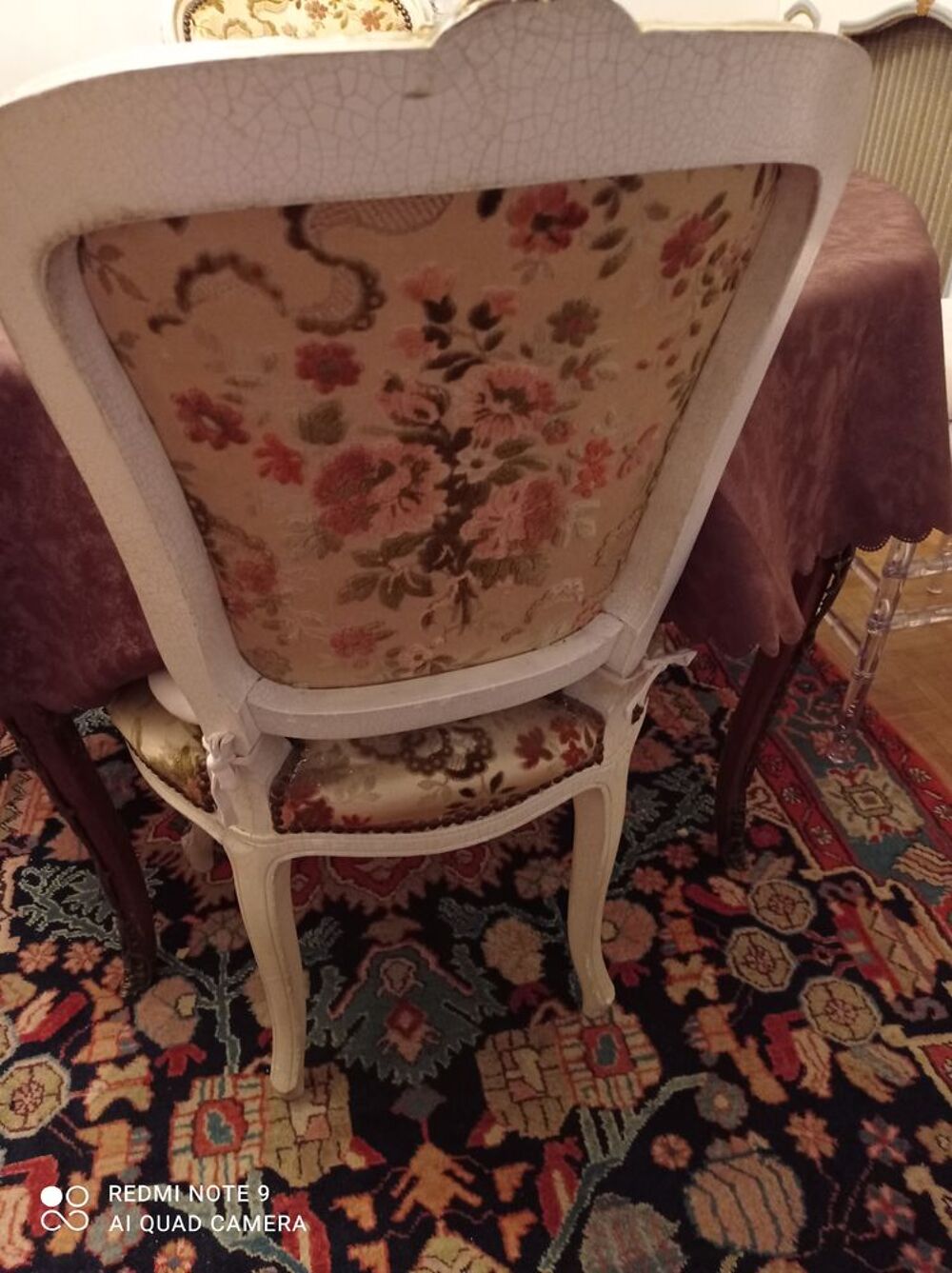 4 chaises Louis XV velours de G&ecirc;nes Meubles