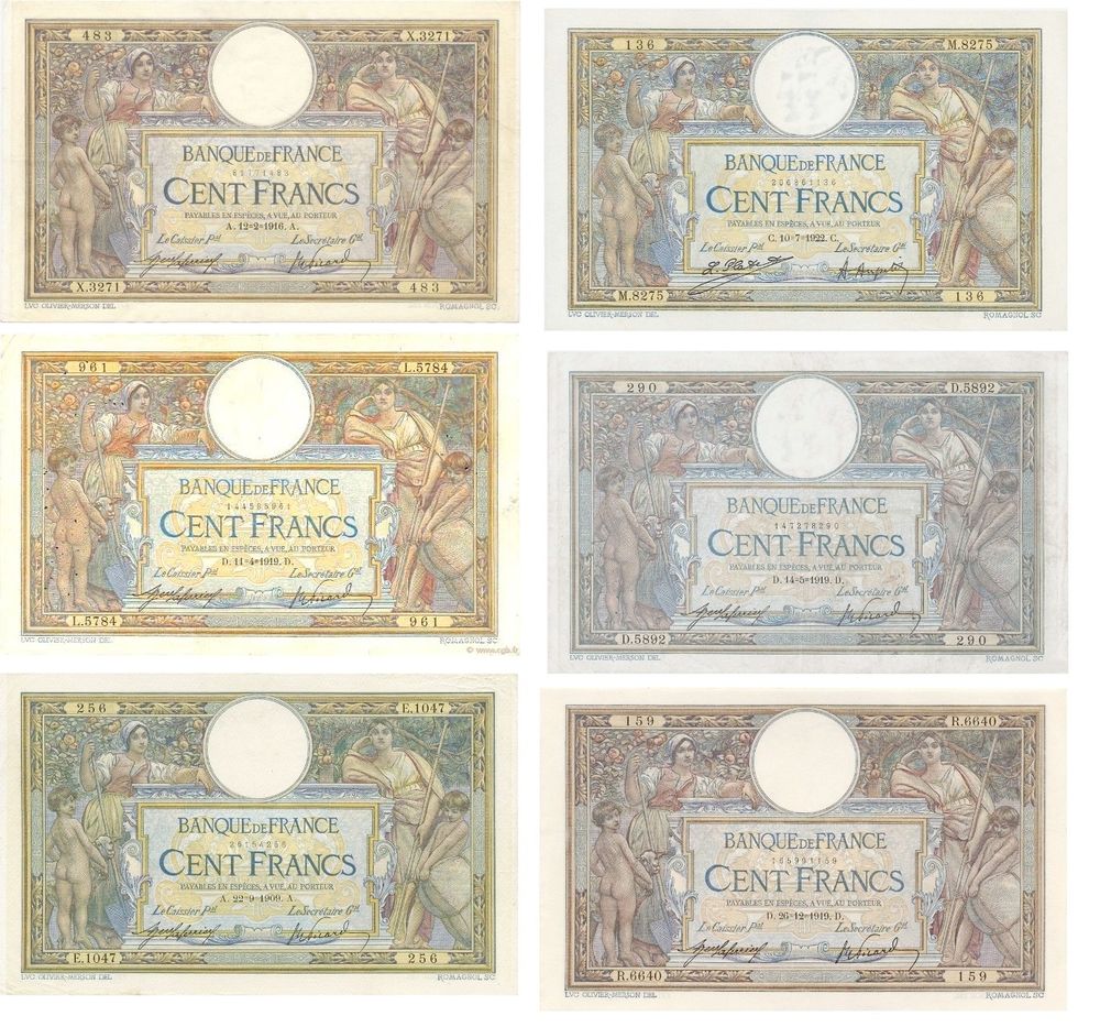 F 23 RARE LOT 12 BILLETS 100 F LOM DATES RARES 