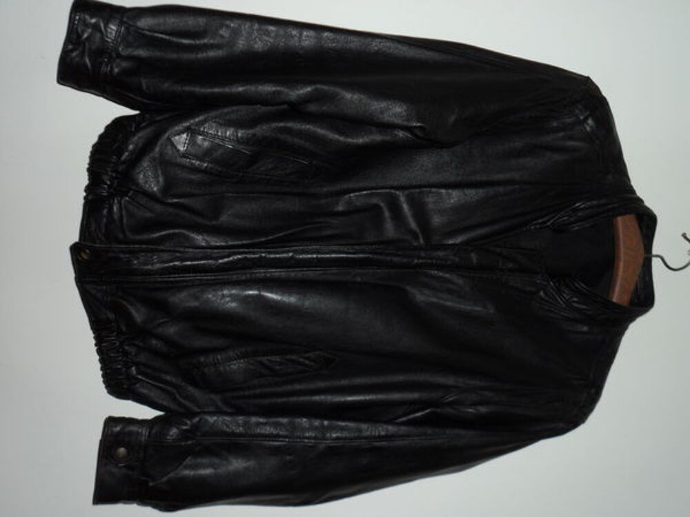BLOUSON CUIR NOIR HOMME TAILLE 44 Vêtements