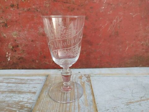 Verre Cristal Gravé Vitaline Souvenir d'Aniche XIXème  38 Loches (37)