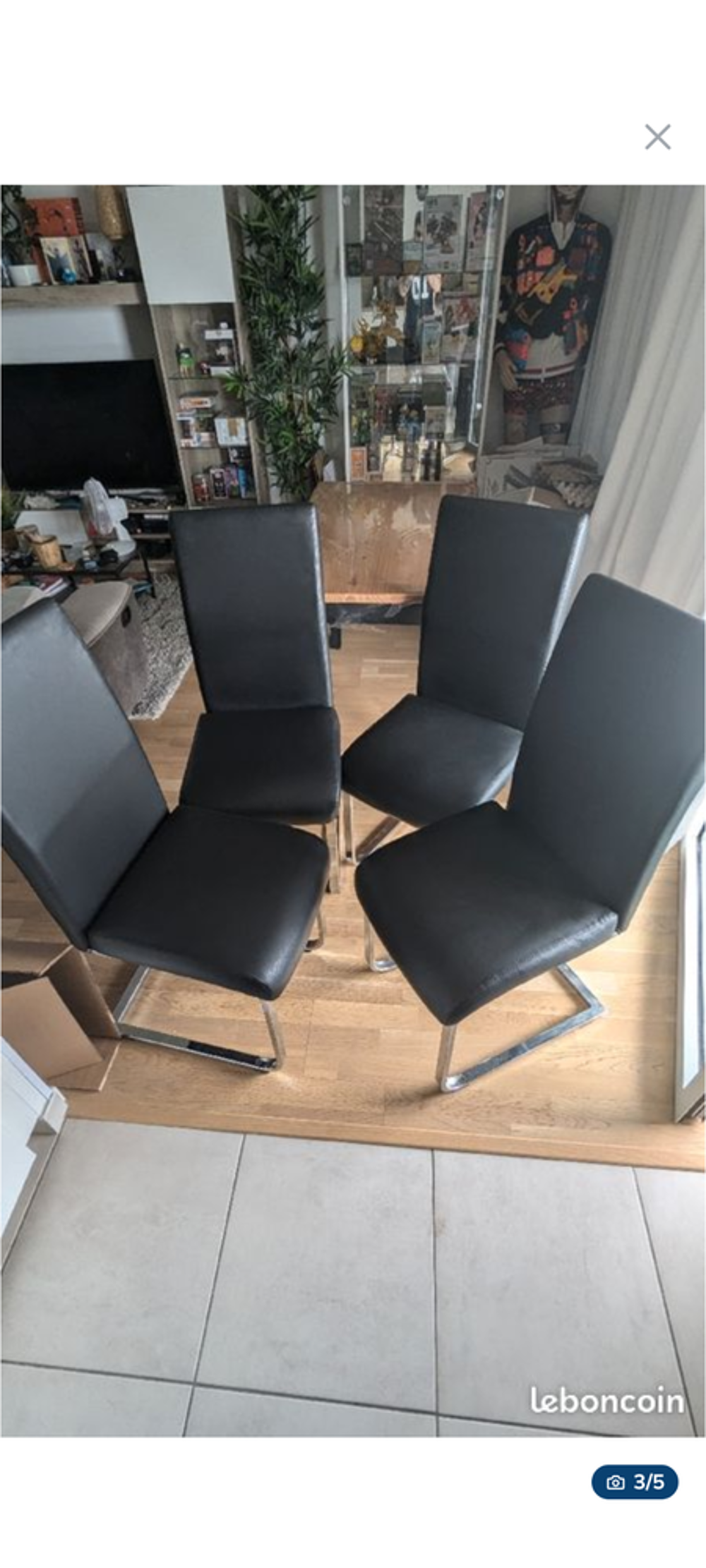 Table bois massif et chaise simili cuir Meubles