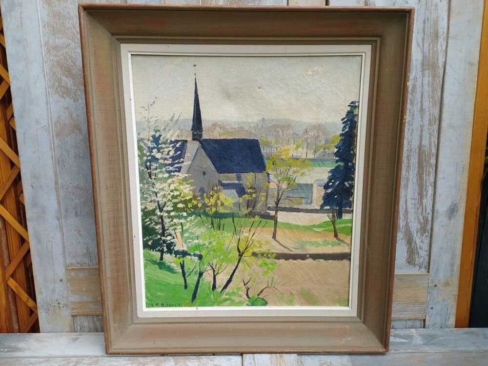 Tableau &Eacute;glise Saint-Cyr sur Loire Peintre Tourangeau Décoration