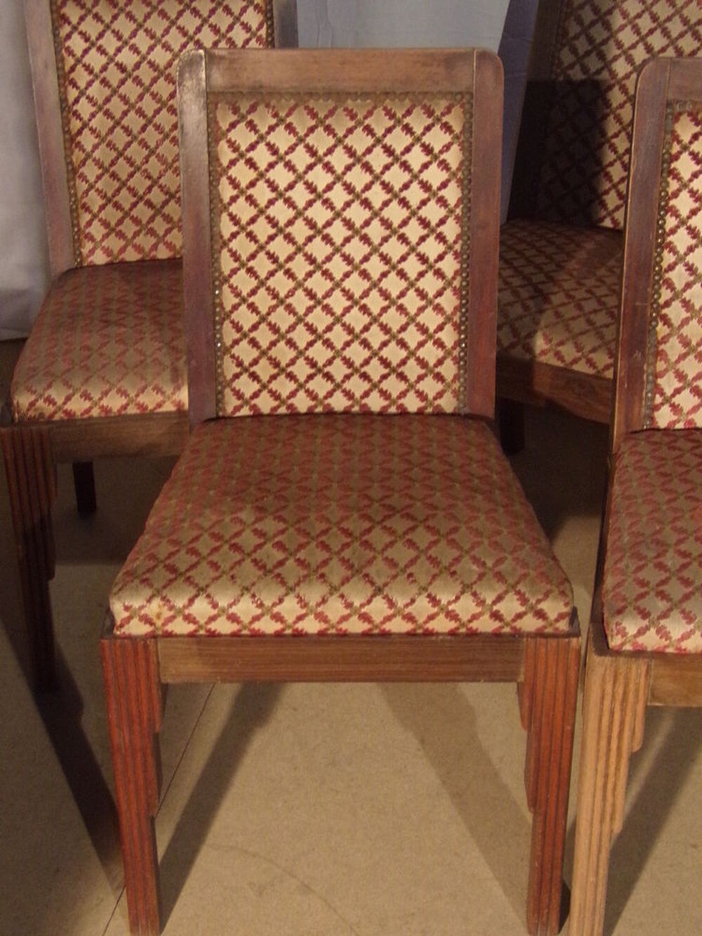 6 chaises bois et tissus anciennes Meubles