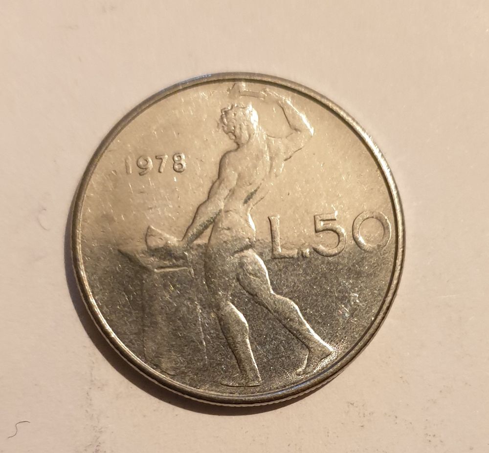 Monnaies, Italie, 50 Lire, 1978, Rome - 0.50 euro
