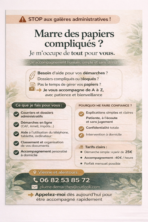 Assistante administrative &agrave; domicile ou visio 0 38200 Vienne