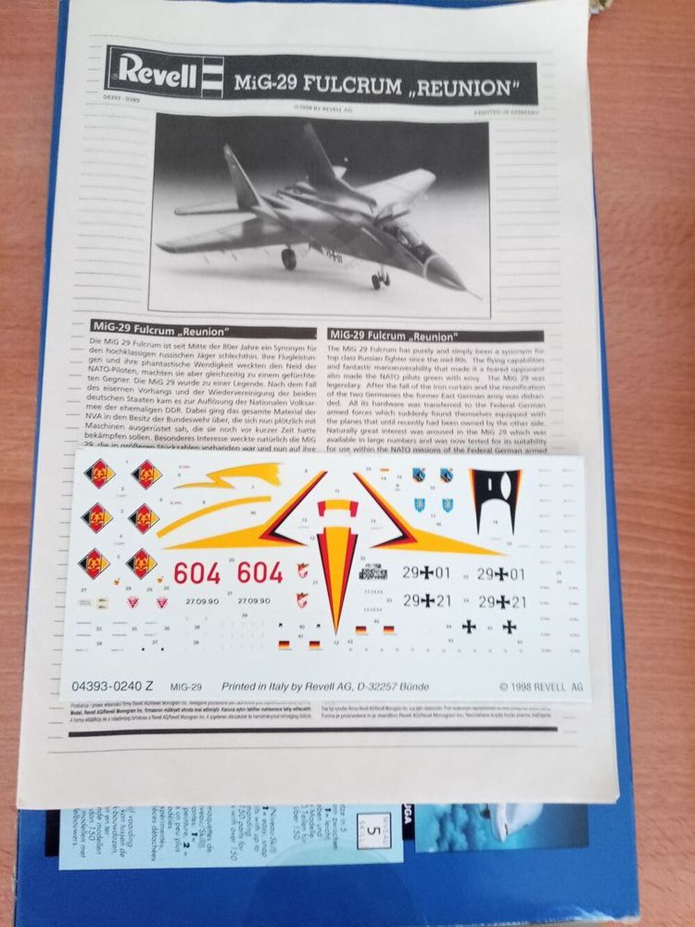 Maquette 1/72. Kit Revell Mig-29 Fulcrum Reunion Jeux / jouets