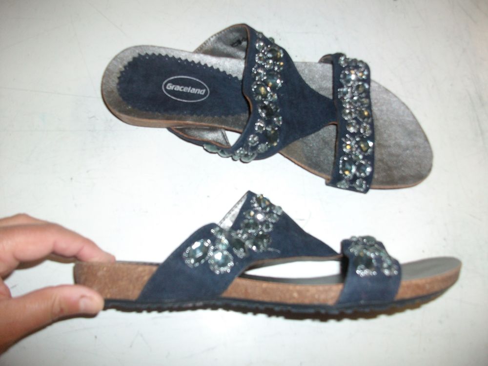Mules Marine &agrave; Perles pt 38-neuves Chaussures