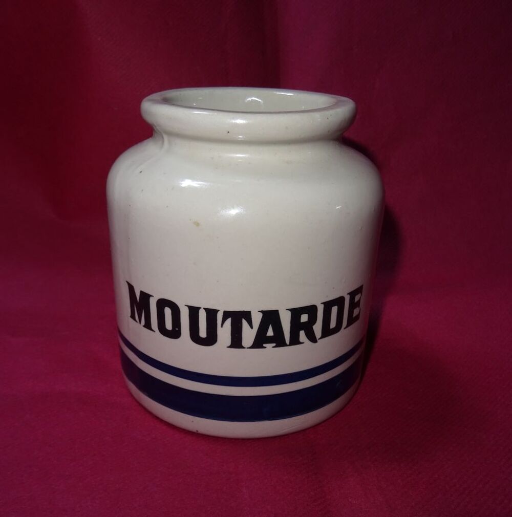 ANCIEN POT &Agrave; MOUTARDE LML GR&Egrave;S VERNISS&Eacute; 