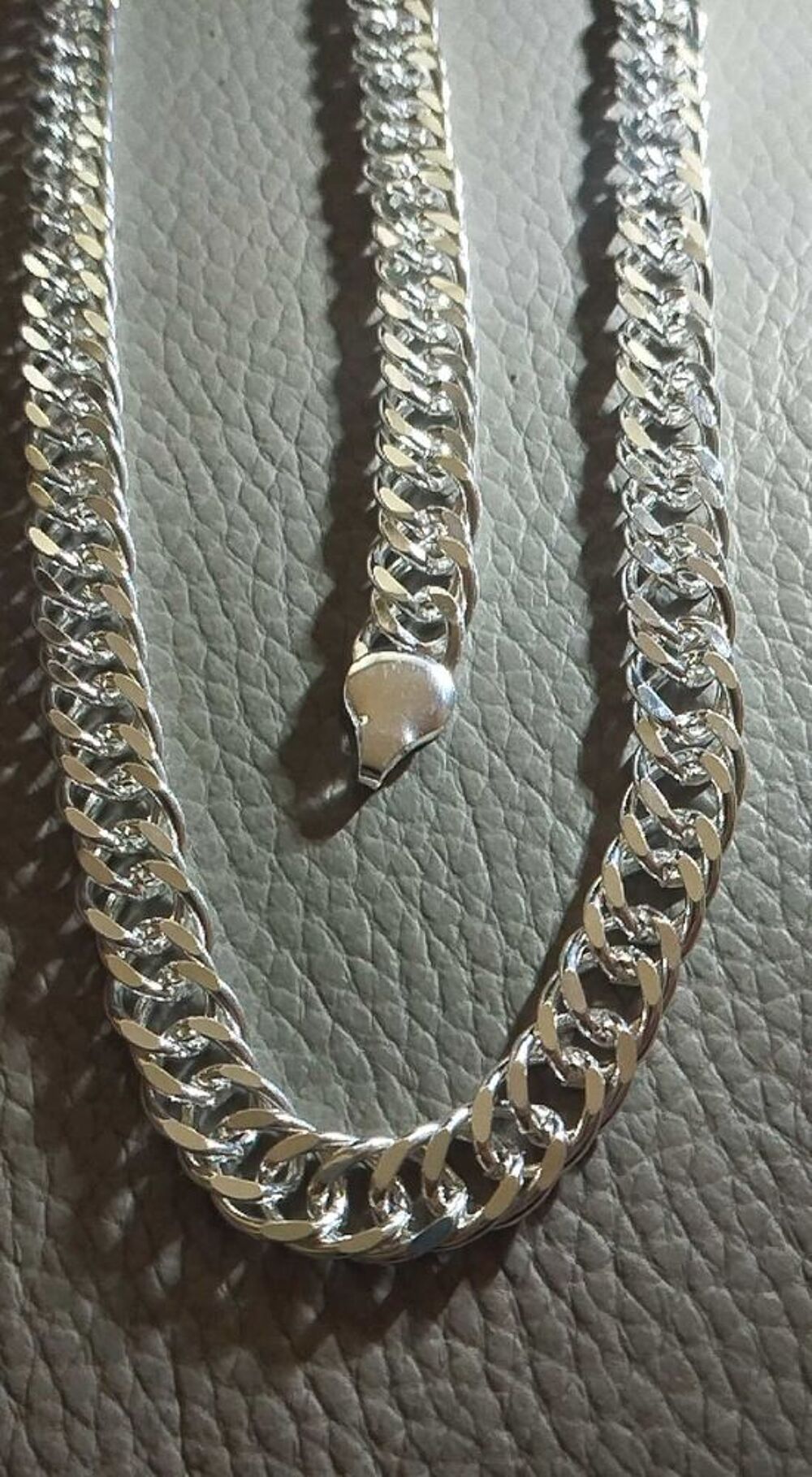 Prestigieux ensemble cha&icirc;ne et bracelet argent 925 grosse maille 60 cm./20cm Bijoux et montres