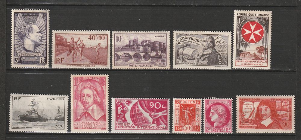 Timbres Neufs*avec CHARNIERE qqs adh&eacute;rences sur la gomme 