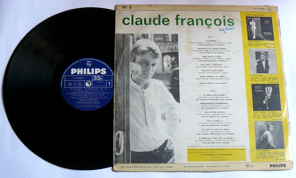 LP Claude FRANCOIS : J'attendrai - Philips P 70.386 L Biem CD et vinyles