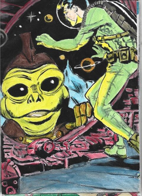 peinture - science fiction - sur papier aquarelle format  A4 4 Fougères (35)