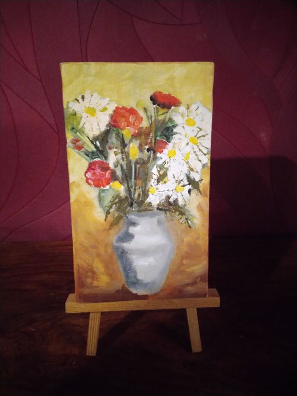 toile sur chevalet, bouquet de fleur champ&ecirc;tre Décoration