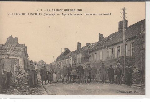 Dt80- VILLERS BRETONNEUX-Aprs la Guerre Prisonniers au tra 4 Doullens (80)