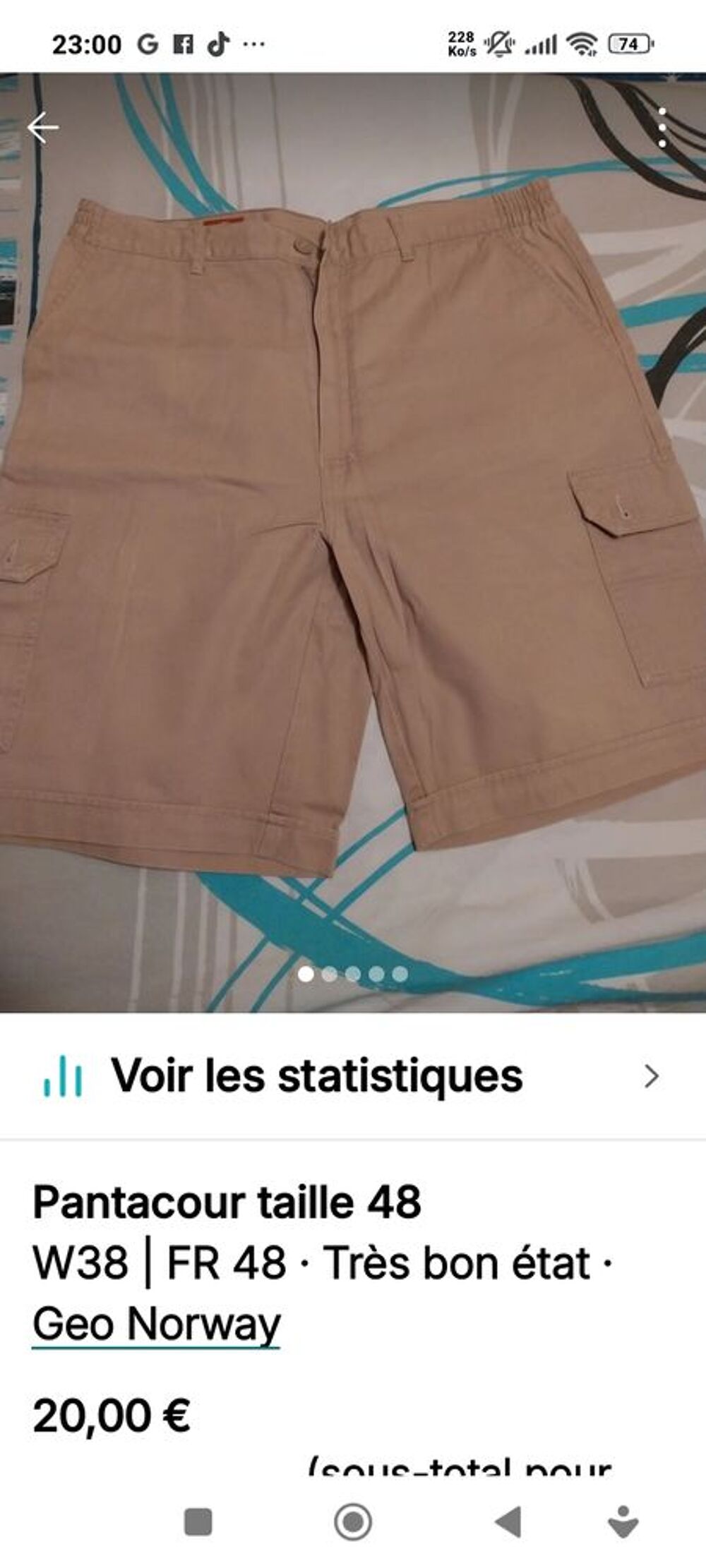 Pantacourt marron clair en coton taille 48 neuf Vêtements
