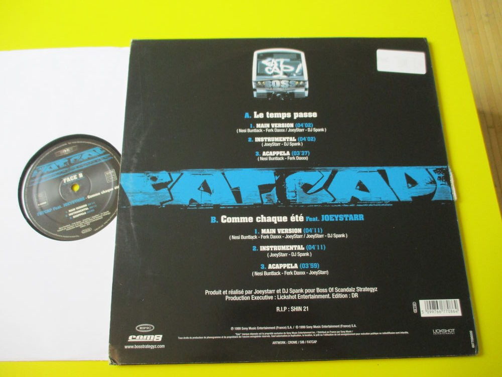FATCAP LE TEMPS PASSE JOEY STARR BOSS MAXI VINYL CD et vinyles