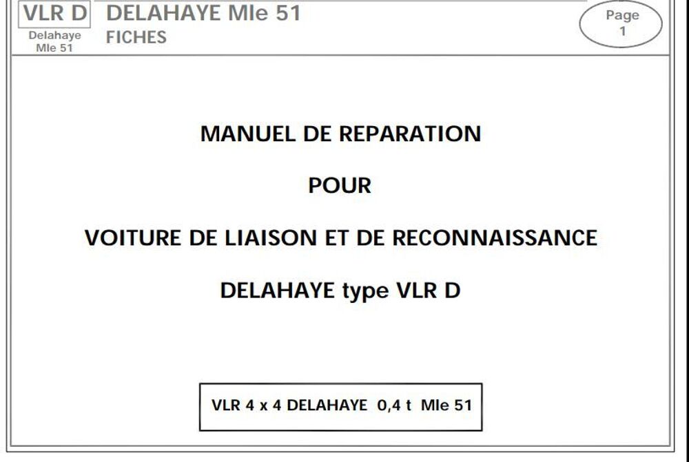 manuels de r&eacute;paration Delahaye VLR Livres et BD