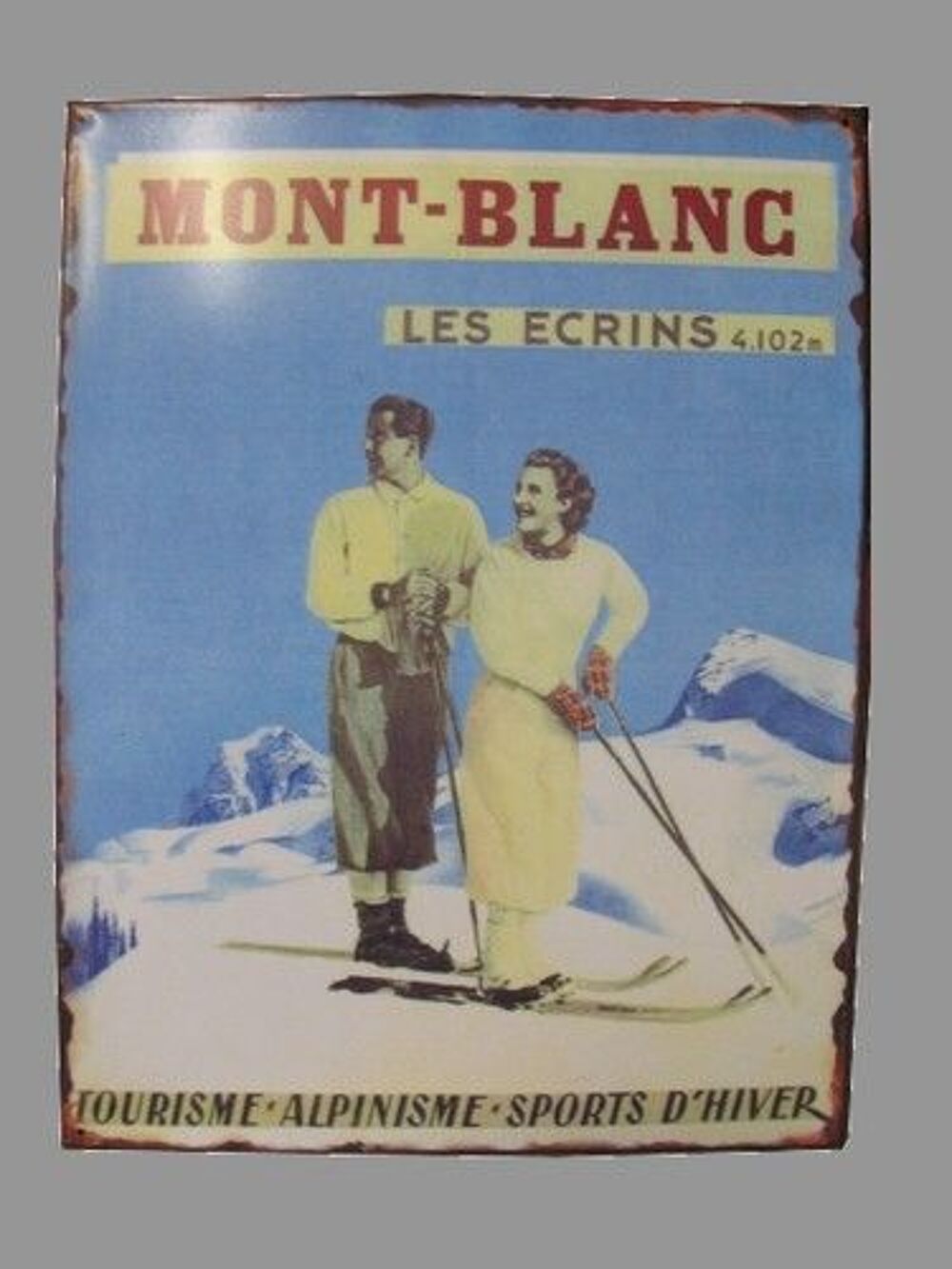 Plaque M&eacute;tal 35x26,5 les ecrins 4.102 m mont-blanc NEUF Décoration