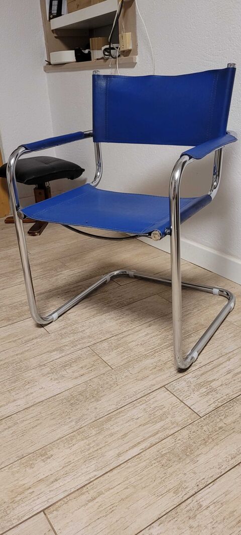 2 fauteuils acier avec assise cuir 60 Treillires (44)