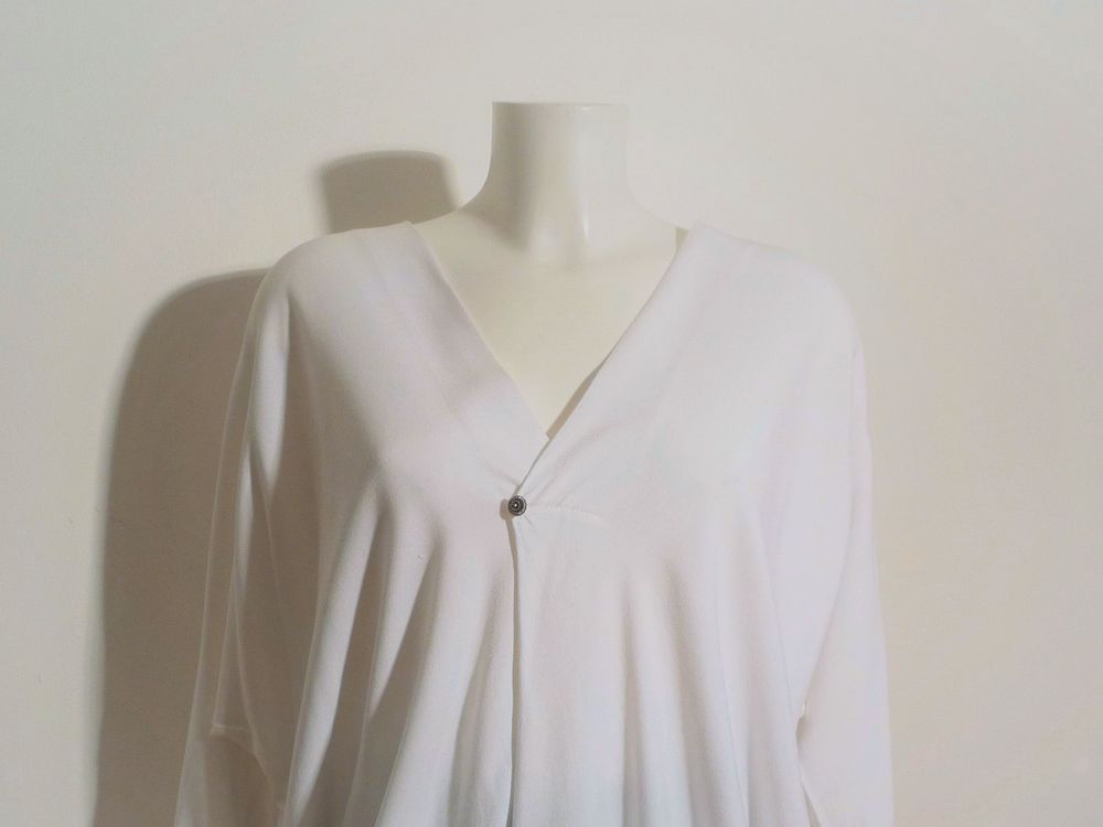 Blouse/ Top en Viscose Blanc &agrave; Manches Longues- Lauren Vidal Vêtements