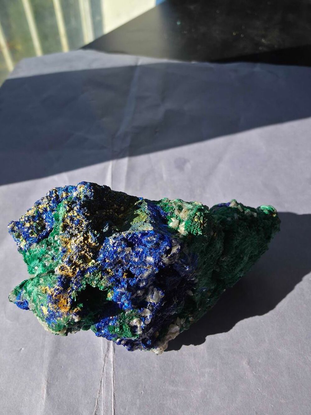 Min&eacute;ral Azurite, Malachite Fibreuse &amp; Quartz-Katanga 229g 