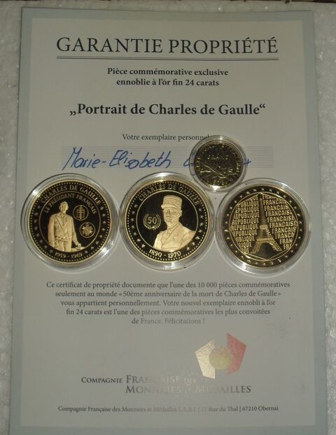 4 Pi�ces de collection dor�es � l'Or fin 24 carats 120 Montreuil (93)