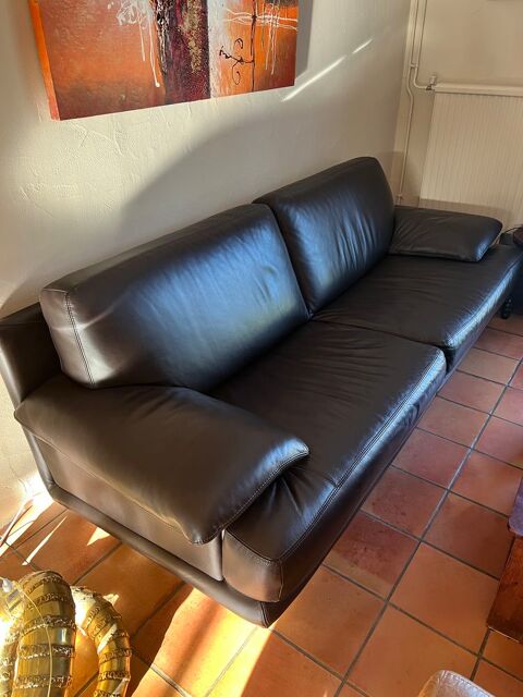 canap� cuir marron chocolat 150 Herblay (95)