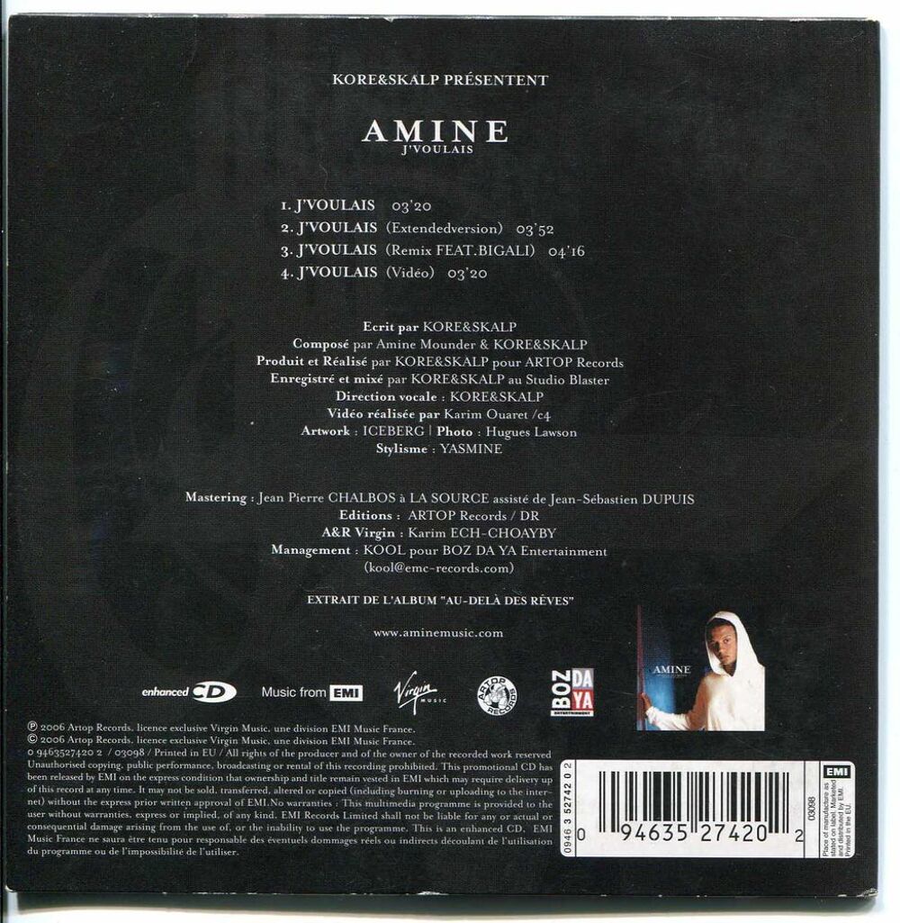 CD, Amine, J'Voulais CD et vinyles