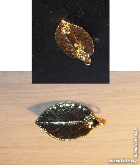 Pendentif / broche * feuille dor�e � l'OR 24 ct 50 Antibes (06)