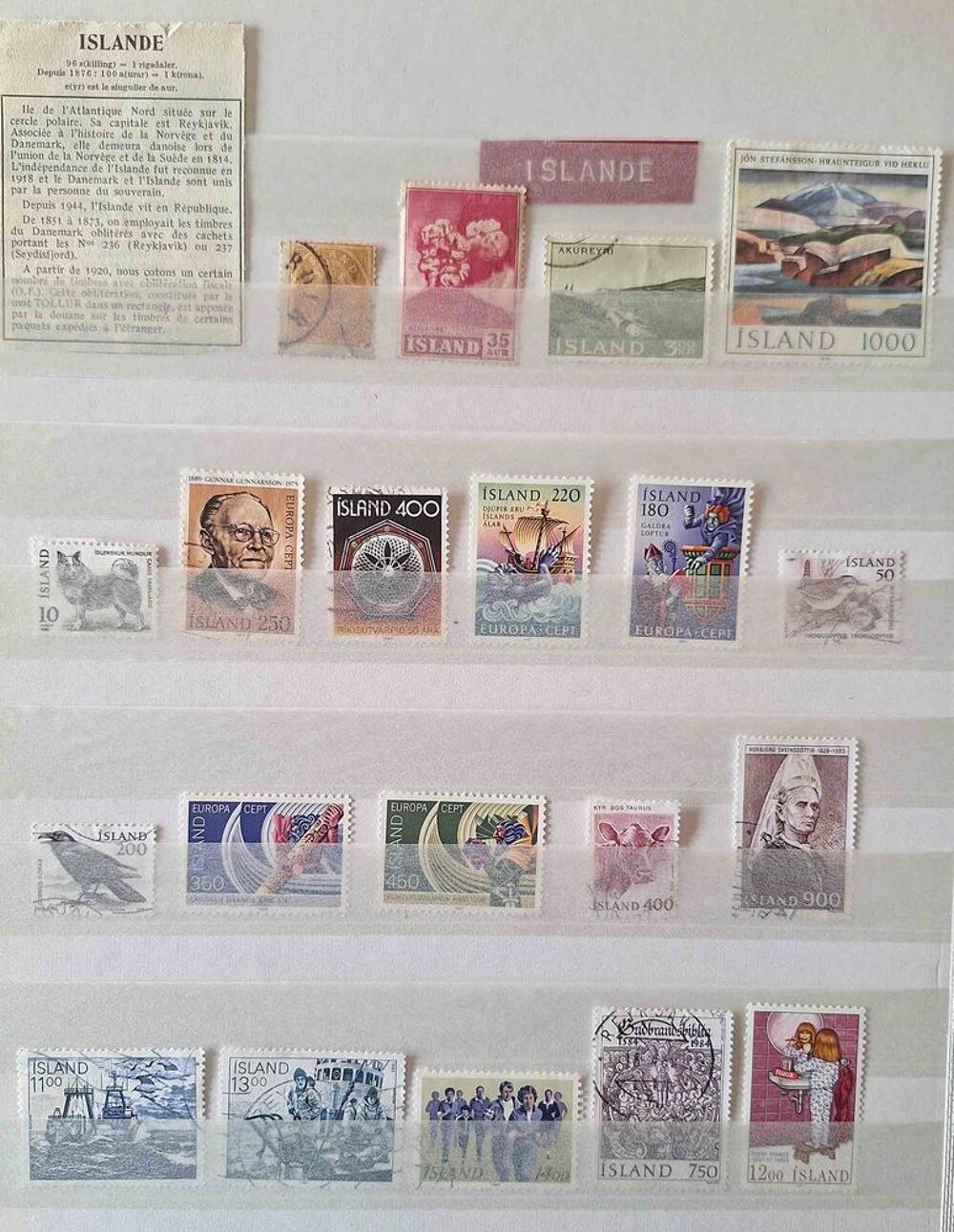 S&eacute;rie de timbres de collection d'Islande 