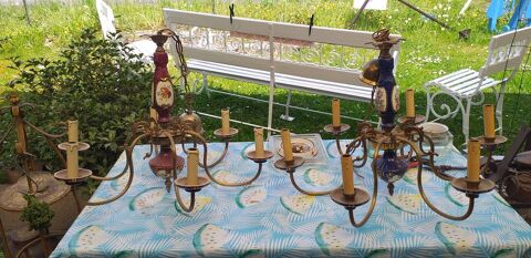2 lustres ancien en porcelaine 80 Hem-Lenglet (59)